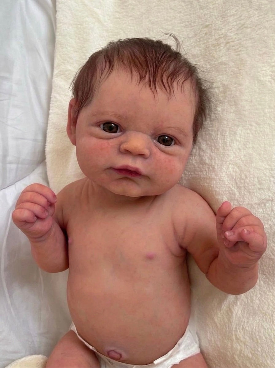 Muñeco Reborn Realista Ryan Ojos abiertos Niño 50cm y 1.700 kg