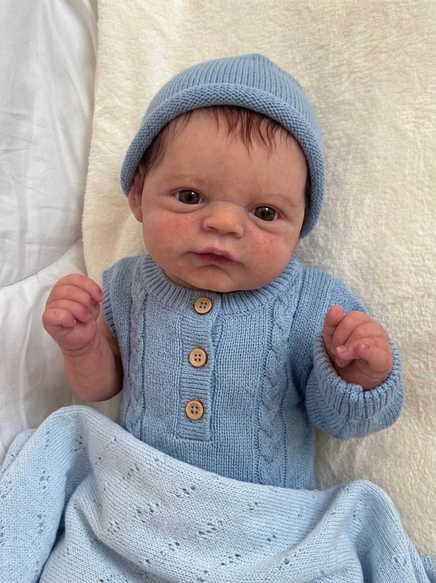 Muñeco Reborn Realista Ryan Ojos abiertos Niño 50cm y 1.700 kg